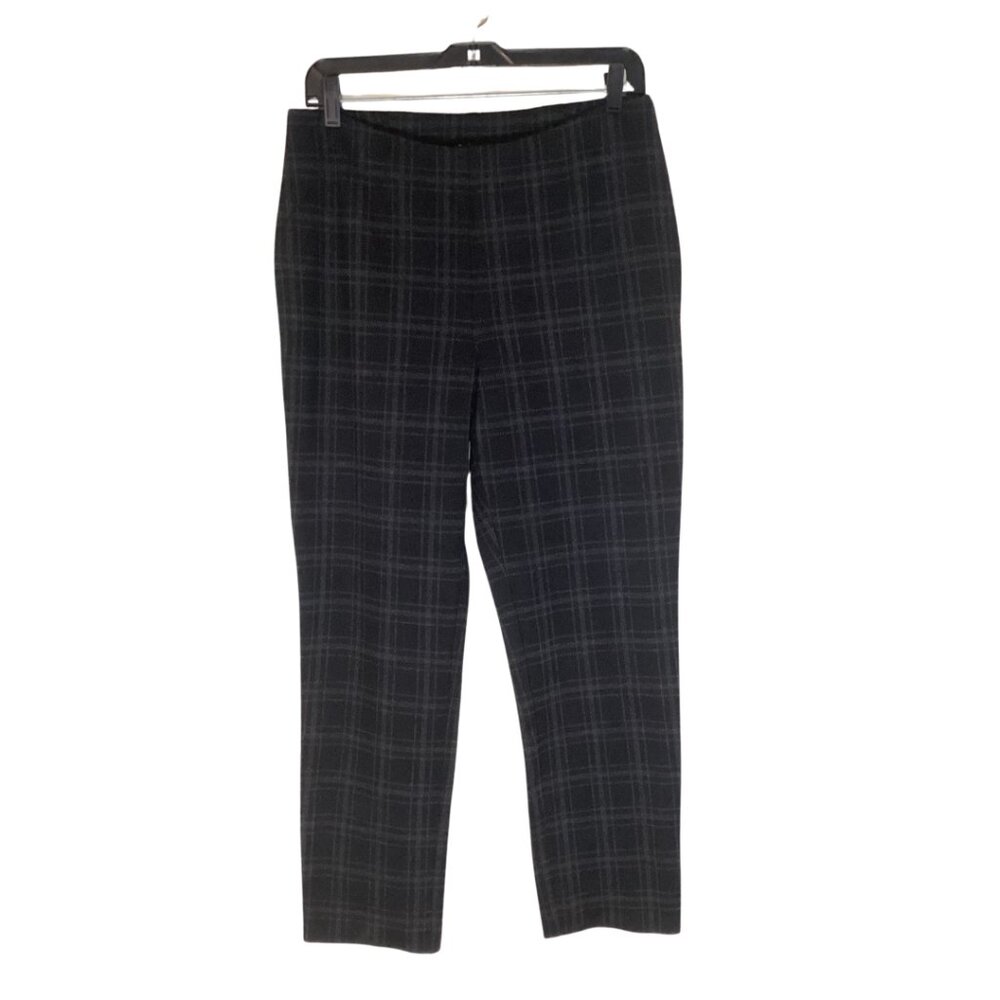 J. Jill Ponte Knit Slim Leg Plaid Pants Women’s M Medium Petite Black